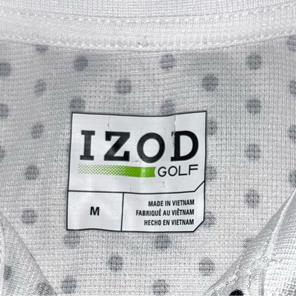 IZOD Women’s White and Black Polka Dot Athletic Golf Polo Shirt Size M - Picture 4 of 5